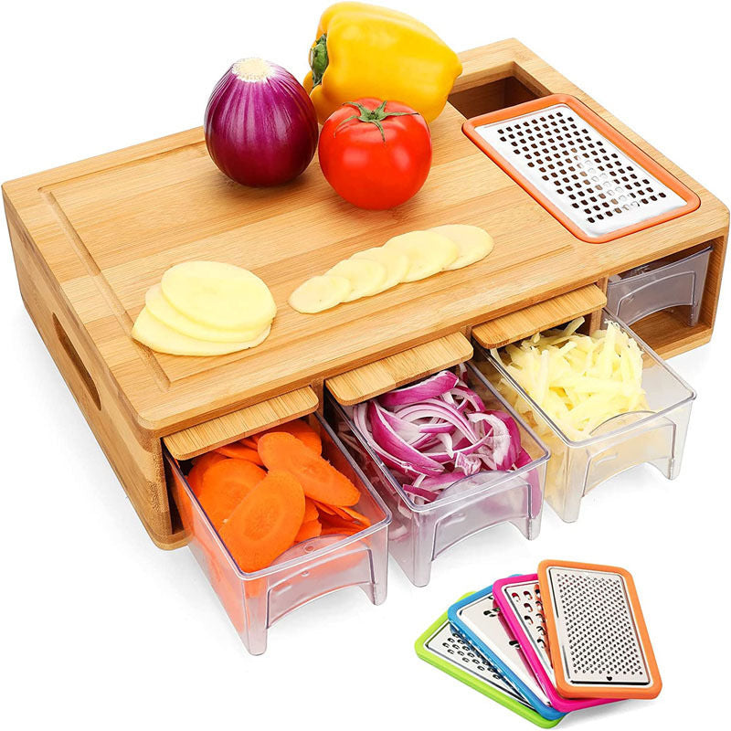 Multi-Function Wooden Cutting Board with Storage Drawer