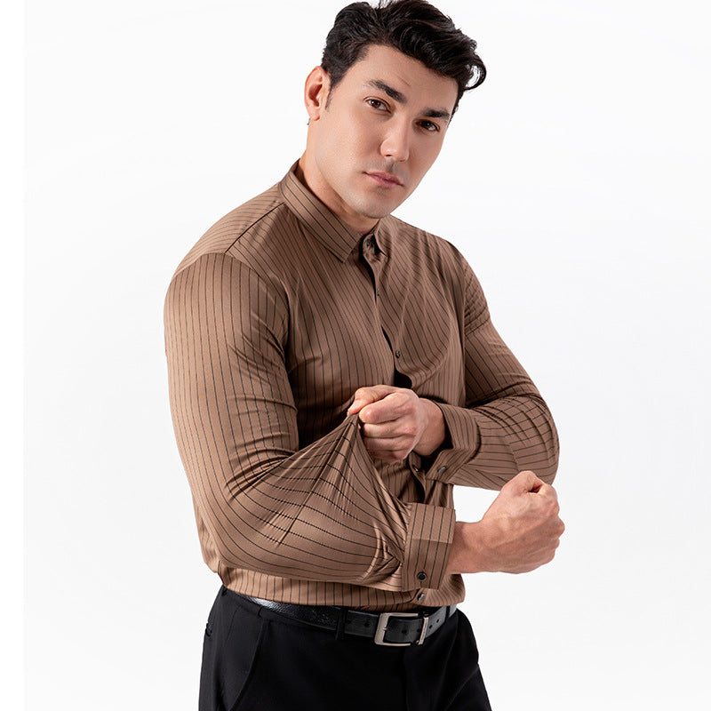 Seamless Striped High Elasticity Mens Shirt