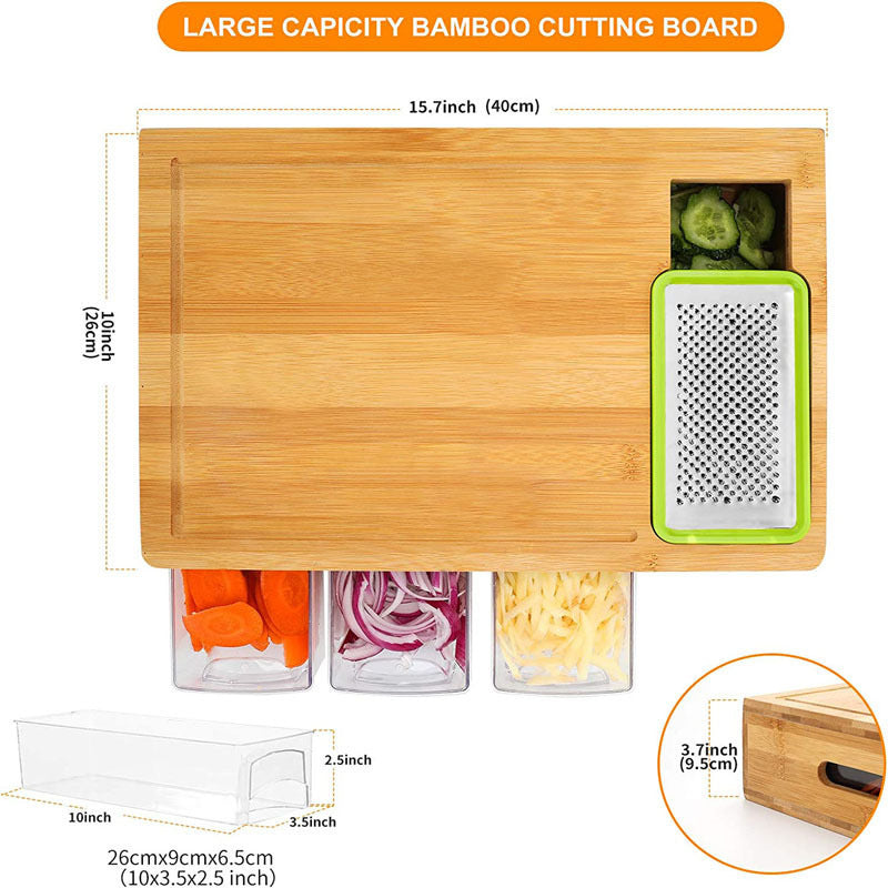 Multi-Function Wooden Cutting Board with Storage Drawer