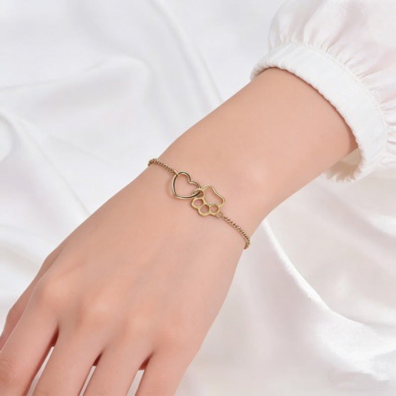 Cat Claw Heart Pendant Bracelet