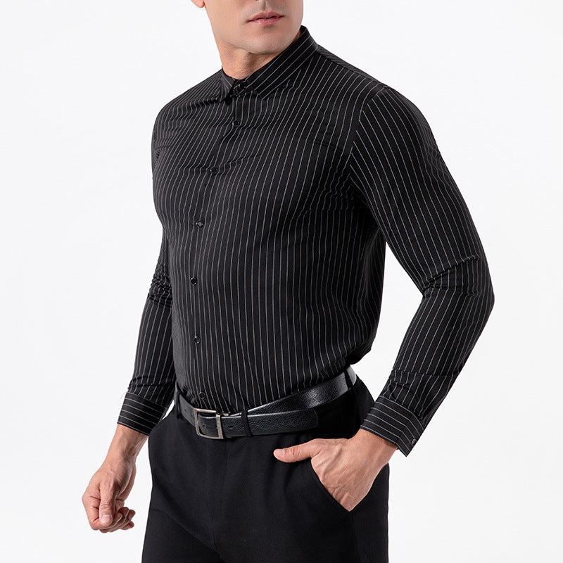 Seamless Striped High Elasticity Mens Shirt