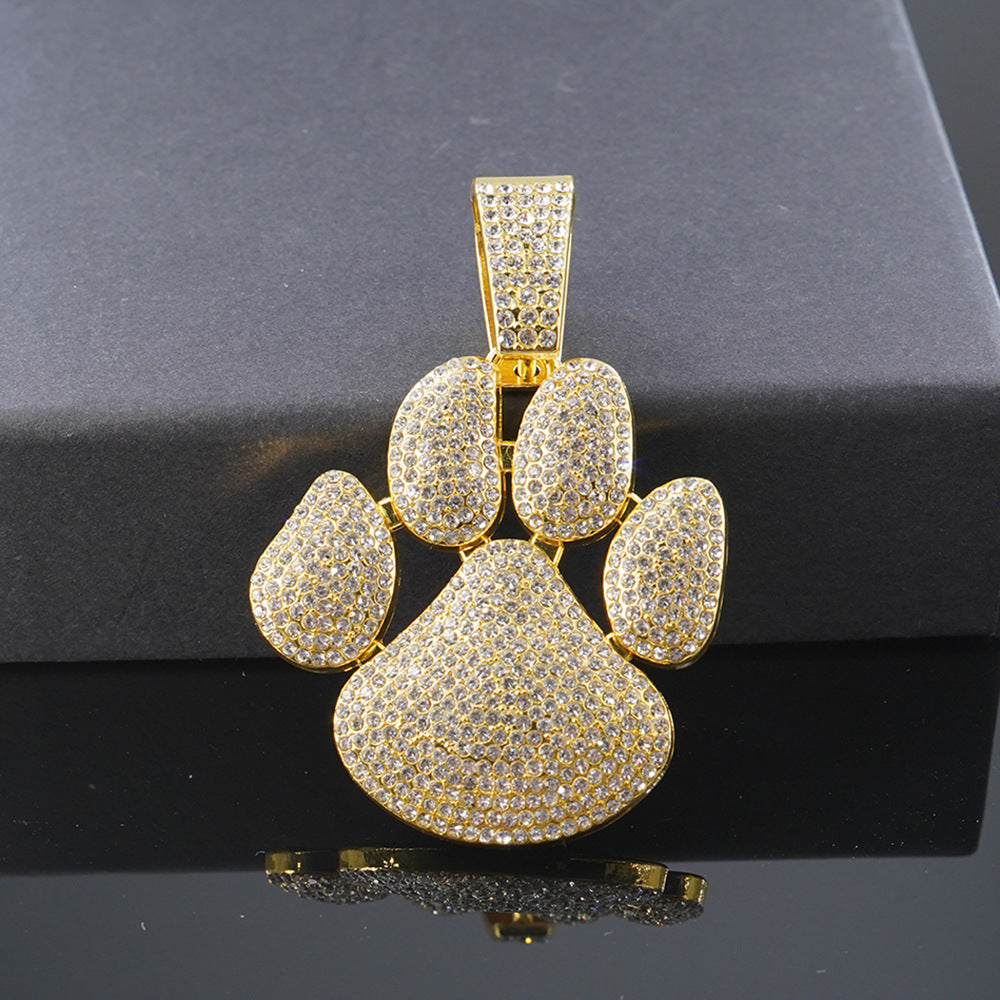 Diamond Bear Claw Pendant Twist Chain Necklace