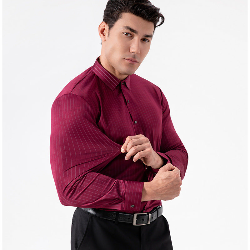 Seamless Striped High Elasticity Mens Shirt