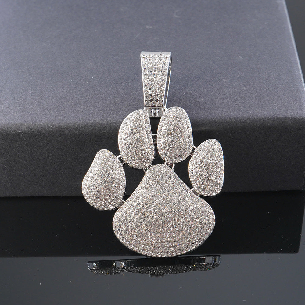 Diamond Bear Claw Pendant Twist Chain Necklace