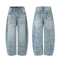 Floral Jacquard Straight Leg Denim Pants