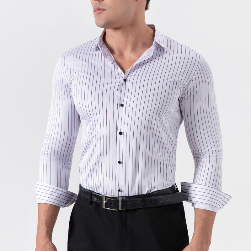 Seamless Striped High Elasticity Mens Shirt