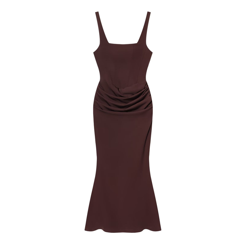 Sleeveless Backless Bodycon Long Dress with Fish Tail Hem