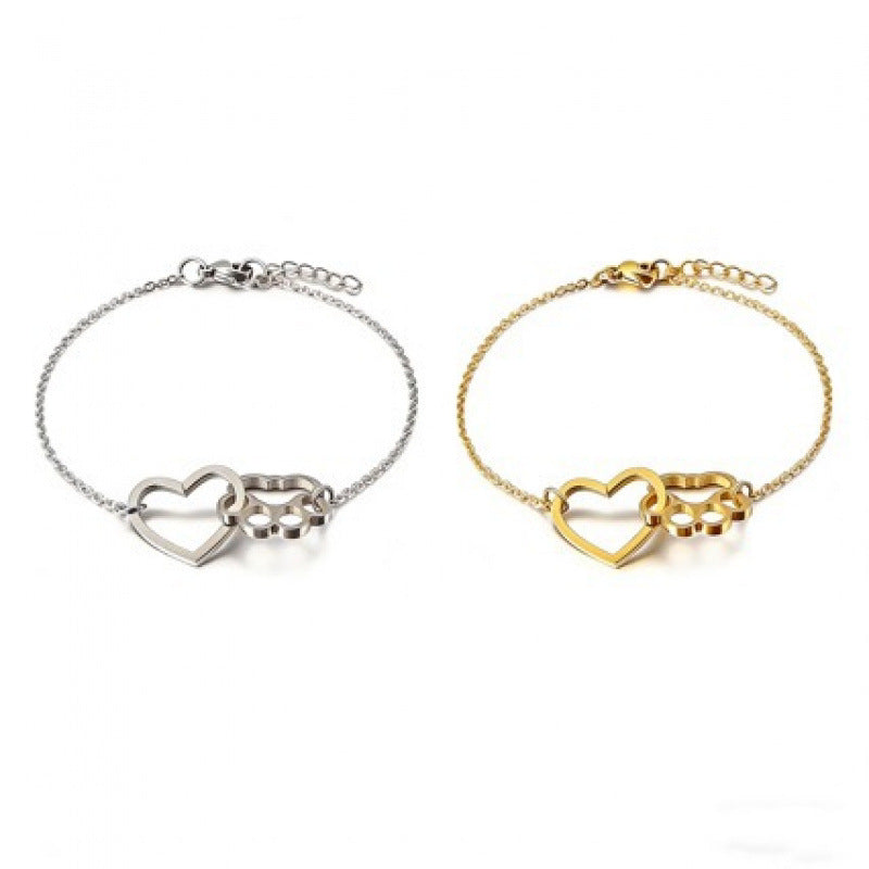 Cat Claw Heart Pendant Bracelet
