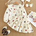Childrens Bow Print Long Sleeve Shirt and Skirt Set