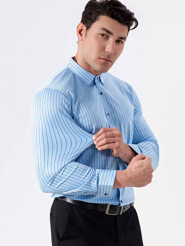 Seamless Striped High Elasticity Mens Shirt