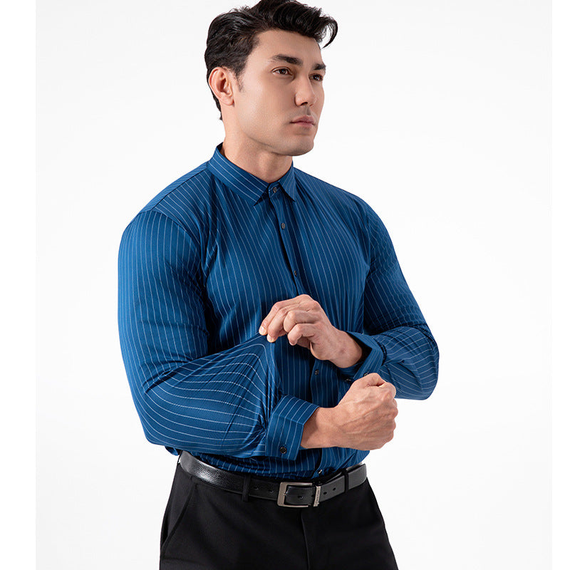 Seamless Striped High Elasticity Mens Shirt
