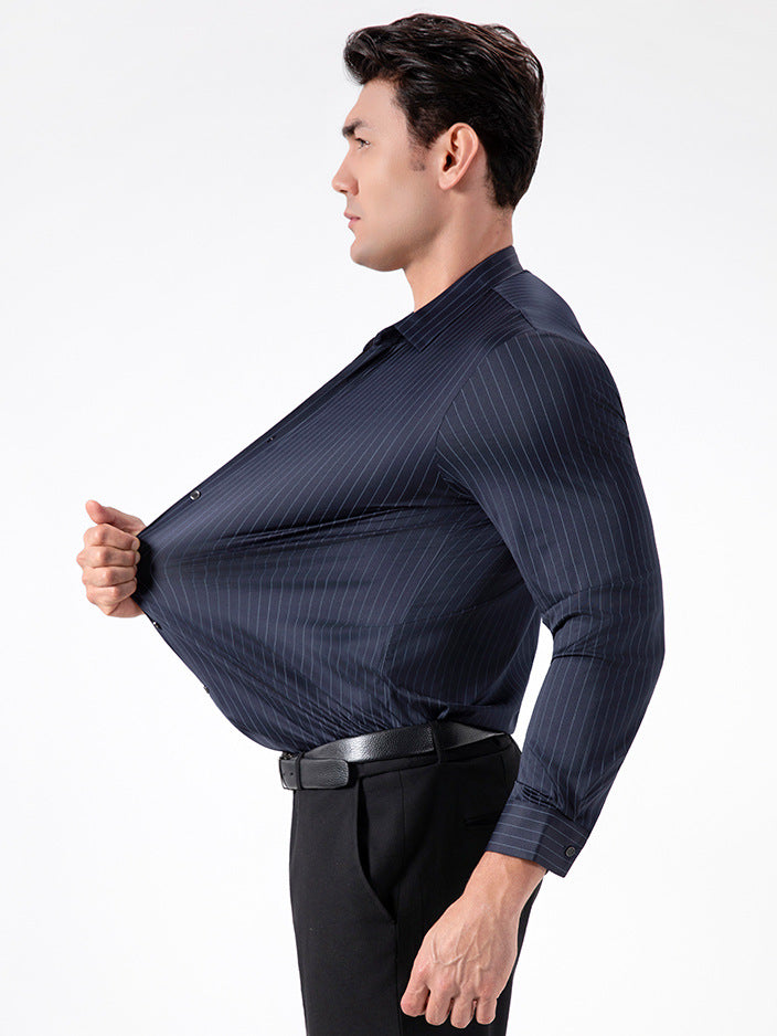 Seamless Striped High Elasticity Mens Shirt