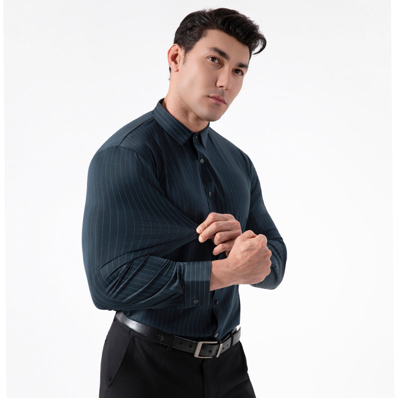 Seamless Striped High Elasticity Mens Shirt